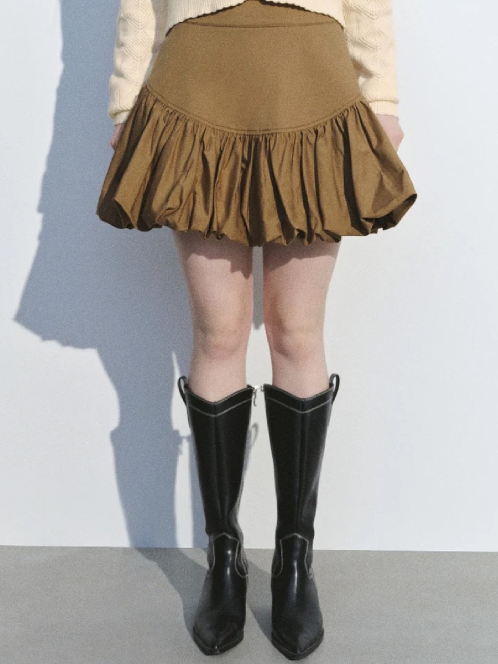 Elastic Waist Mini A-Line Skirt